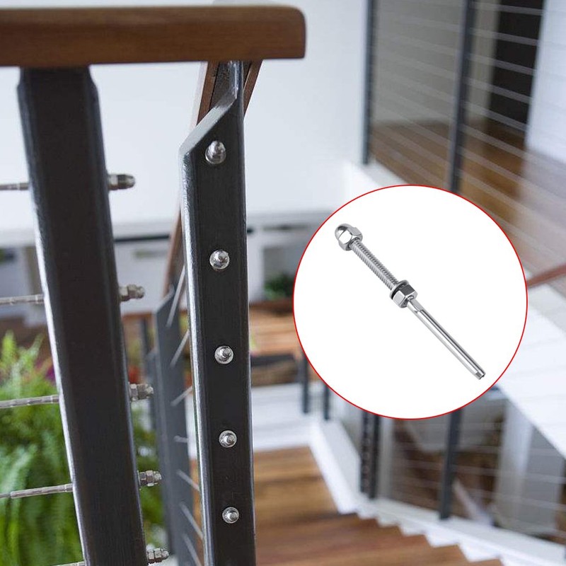 Aulufft 12 Pack 3/16" Cable Railing Swage Threaded Stud Tension