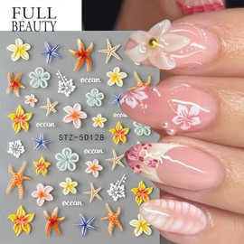 [Overseas] Bulgasari Parts New Cross Border Nail Sticker Ins Embo 5D Stereoscopic Summer Ocean Egg Star Dot General Specifications/Stz-5D 126 (barehanded) 30ea