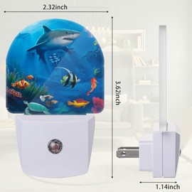 Tropical Shark Turtle Fish Night Light, Underwater World Night Light Plug into Wall with Dusk to Dawn Sensor, LED Lamp Energy Saving Lights for Men Women Boys Girls,Lamp for Bedroom Bathroom Hallway