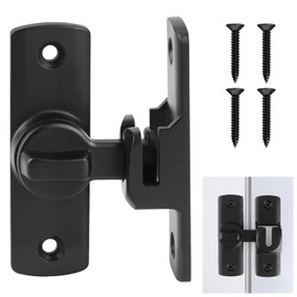 90 Degree Door Lock, Black Barn Door Lock Security Sliding Door Latch Zinc Alloy 90/180 Degree Flip Sliding Latch with Screws for Kitchen Bedroom Study Bathroom Cabinet Window Garden