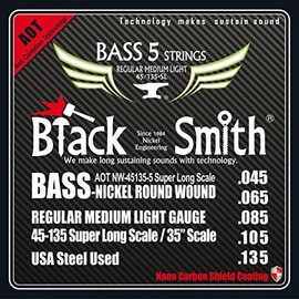 Black Smith 45-135 14 "Coated Set of 5-String Electric Bass Guitar Strings