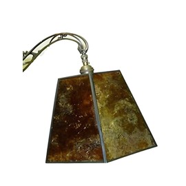 Upgradelights Amber Mica 8 Inch Hexagonal Drum Lampshade with Uno Fitter 5.25x8x6