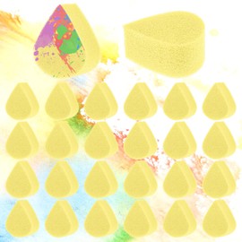 JJUNW Pack of 24 Face Painting Sponges, High Density Painting Sponge School Teardrop Shaped Sponges Art for DIY Painting Makeup Face Paint Christmas Body Painting (Yellow)