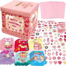 WorldBazaar Valentines Day Cards With Envelopes Cat Dog Craft Mailbox with Windows DIY Valentine' Box for Kids Animal Cards School Exchange Gift Party Favors 36 Pack