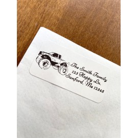 Monster Truck Return Address Labels, Address Stickers, Several Designs, 2x1 inch labels, Several Font Choices