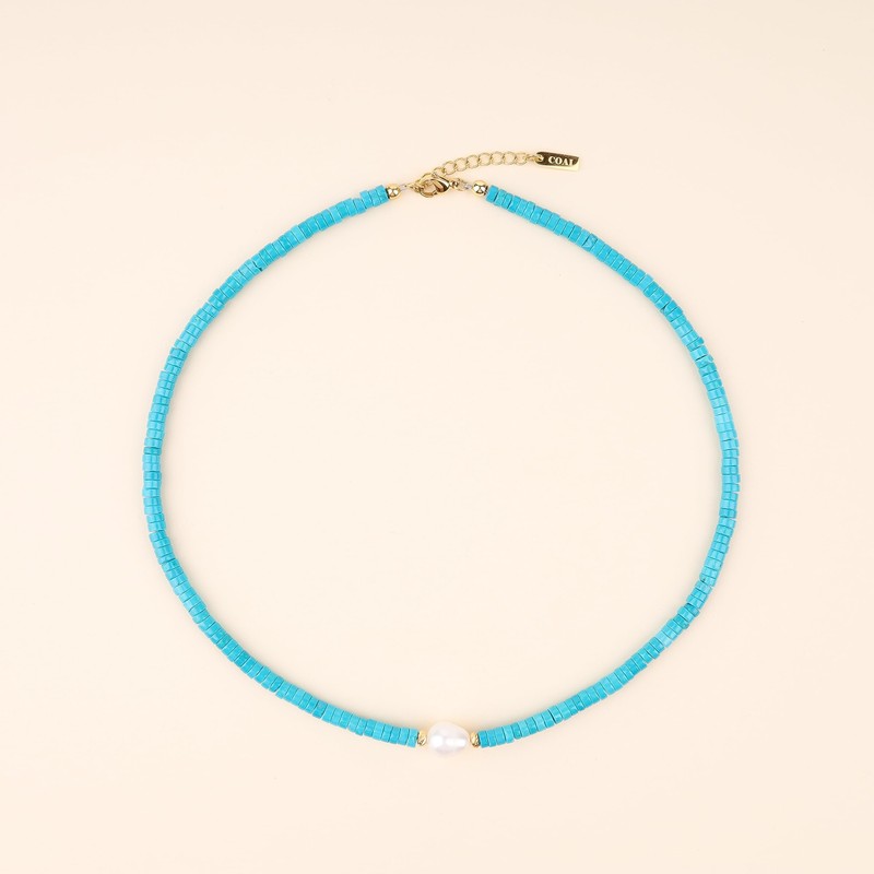 COAI Women's Freshwater Pearl Choker, Turquoise, Turquoise