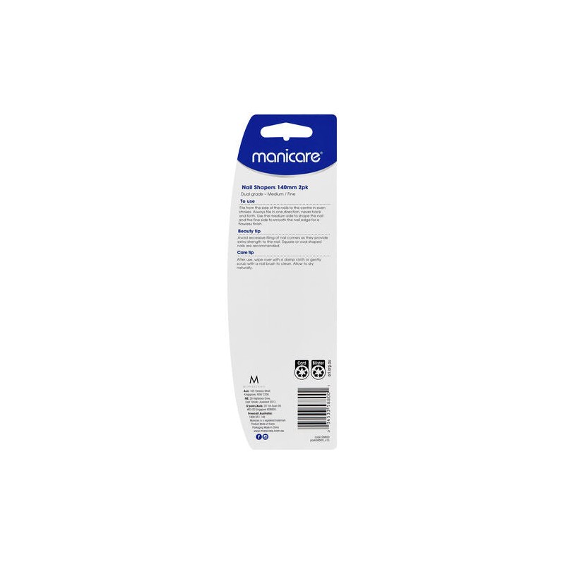 Manicare Nail Shapers 140mm 2 Pack