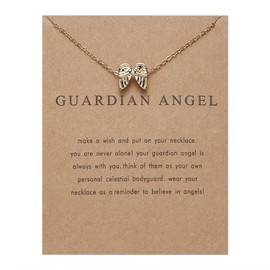 Guardian Angel Necklace for Women Grils - Friendship BFF Necklace for Mom Daughter Aunt Niece Sister Gifts Best Friend Necklaces Long Chain Necklace with Message Card