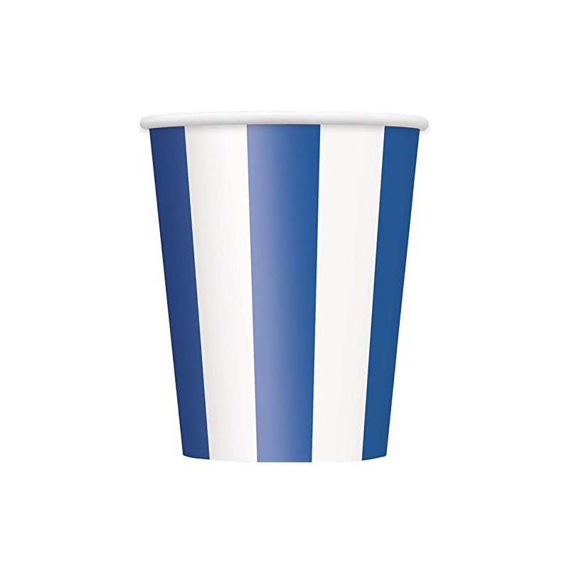 Unique Party 38016 - 12oz Royal Blue Striped Paper Cups,