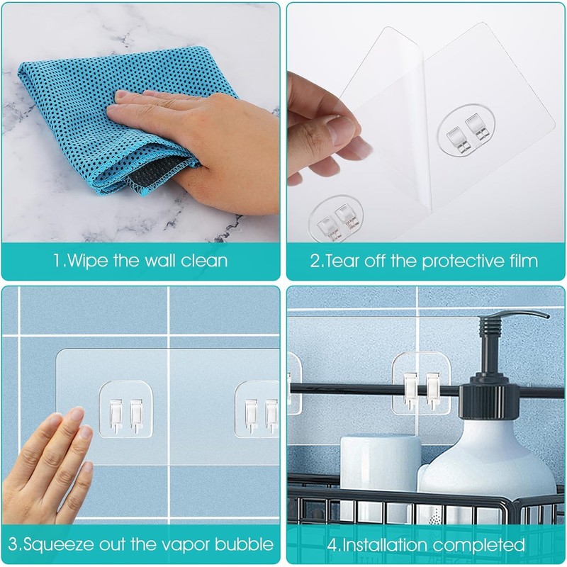 4 PACK Shower Caddy Adhesive Replacement, Shower Shelf Adhesive No