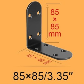 MOOCHE Pack of 4 8.5 cm L Brackets, Stainless Steel Heavy Duty Corner Brace Angle Brackets, Floating Shelf Brackets for Wooden Board, Door, Partition or Bed, Sofa, Black