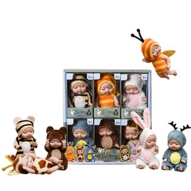 6 Pcs Mini Sleeping Rebirth Dolls Miniature Doll Toys for Baby Kids Girls Birthday Gift