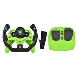 RedCrab Steering Wheels with Brake and Gas Pedals Toy for Kids,Pretend Driving Seat Toys with Light and Music,Simulated Driving for Toddlers,Baby Electric Early Learning Educational Toys