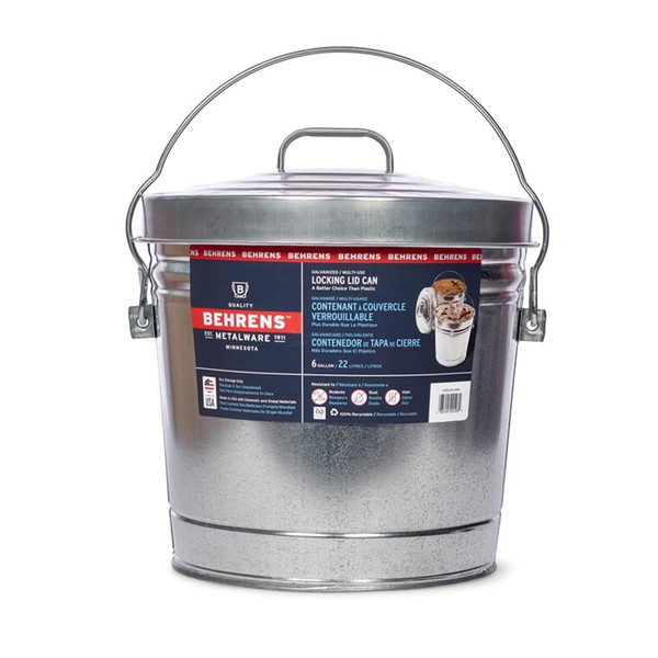 Behrens 6 Gallon Rust-Proof Steel Locking Lid Trash Can(6 gal) Made in USA