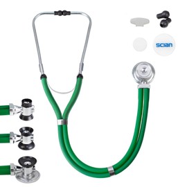SCIAN Sprague Rappaport Stethoscope Dual Head for Adult & Kids, Professional Cardiology Stethoscope for Doctors, Nurses, Med Students, and Home Use (Green)