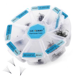 Gemerry Pre-Fanned Volume Eyelashes, Ready-to-Use Fan Eyelash Extension, 5D, 8-15 mm Mix, D Cure, 500 Pieces, Premade Fan Eyelash Extension