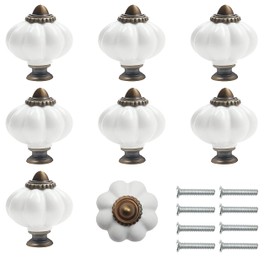 KurtzyTM Set of 8 Cream White Ceramic Vintage Cabinet Drawer Knob Door Handle