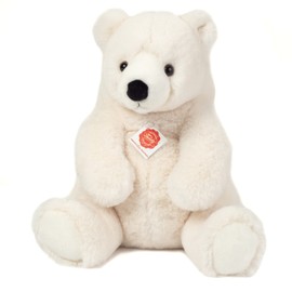 Teddy Hermann 91546 Polar Bear Sitting 35 cm, Cuddly Toy, Plush Toy with Recycled Filling