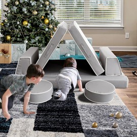 Jadoxy Modular Kids Play Couch, Kids Sectional Couch Sofa, Bedroom and Playroom Convertible Foam for Toddlers, Floor Cushion for Imaginative Boys and Girls (Grey)