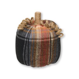 Collins Painting Medium Plaid Fabric Pumpkin with Jute Accent - Fall Home Decor - Pumpkin Tabletop Fall Decor - Rustic Fall Home Décor for Autumn