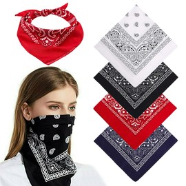 4 x Bandana Scarf for Men/Women / Children - Head Scarf Made of 100% Cotton - Multifunctional Scarf in One Size
