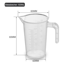 NVQVQ Small Plastic Measuring Jugs 4pcs 100ML, Clear Plastic Measuring Jugs Heat Resistant Measuring Jugs Set for Baking Lab Kitchen Cooking Measure Tool, Set of 4