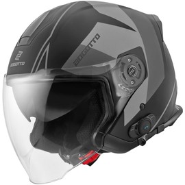 Bogotto V586 Detri BT Bluetooth Jet Helmet, Black/Grey, XS