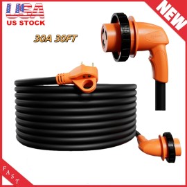 EPICORD 30A 30Ft RV Power Extension Cord, NEMA TT-30P to L5-30R W/ Twist Locking Adopter
