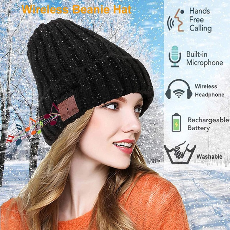 Bluetooth Beanie Hat, Gifts for Women with Wireless Bluetooth 5.0