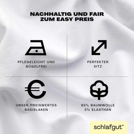 Schlafgut Easy Jersey Elastane Fitted Sheet 90 x 190 to 100 x 220 Full White Fitted Sheet Made of Super Soft Cotton with Elastane
