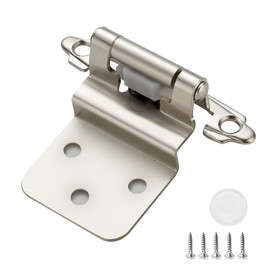 10 Pack (5 Pairs) 3/8 Inch Insert Kitchen Cabinet Hinges, Satin Nickel Self Closing Hinges for Kitchen Cabinet Doors, Semi-Concealed Cupboard Hardware, Face Mount Hardware, Silver