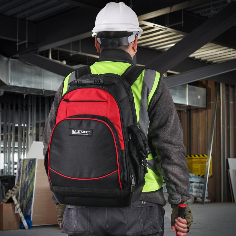 HAUTMEC Heavy-Duty Tool Backpack, 1680D Pro Backpack Tool Bag with