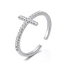 Bellitia Jewelry 925 Sterling Silver Cross Ring, Adjustable Ring, Cubic