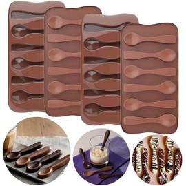 Palksky (4pcs) Hot Chocolate Spoon Mold/Candy Cane Spoons Mold/Peppermint Spoons Silicone Mold for Hot Cocoa & Coffee Butterscotch Handmade Chocolate Stirring Spoons