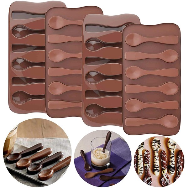 Palksky (4pcs) Hot Chocolate Spoon Mold/Candy Cane Spoons Mold/Peppermint Spoons