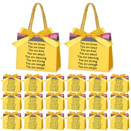 Kolldenn Back to School Gift Bags with Handle Teacher Appreciation Gift Bags Bulk Inspirational Welcome Paper Goodie Candy Boxes with Ribbon for Teacher School Classroom Party Favors(24 Pcs)