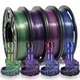 iSANMATE 3D Printer Filament, Pla Filament 1.75mm Bundle, Rainbow Filament Bundle, Silk Gradient Rainbow PLA Filament, 3D Printing Filament, 250g X 4 Spools