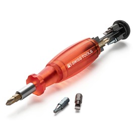 PB Swiss Tools Screwdriver Bit Holder PB 6464.Red | 100% Swiss Made | Screwdriver Mutlitool with Bits in the Handle, including Slot Size 2/3/4, PH1/PH2, T10/T15/T20
