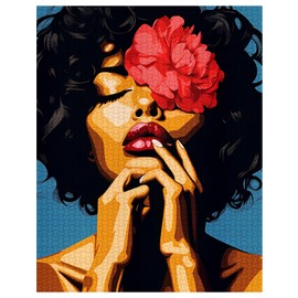 1000 Piece Jigsaw Puzzles for Adults African American Lady Painting Jigsaw Puzzle Flowers 1000 Pieces Puzzles Game Black Woman Girl Flower Wall Decor DIY Craft Puzzle Woman Portrait Art