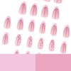 RUOKEXIN Almond Press on Nails French Tip Fake Nails Pink