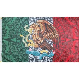 Aguila Grande Mexican Flag 3x5ft Double Sided 4 row stitch Banners Light Wall Hanging Banners Light Banners Light Lightweight