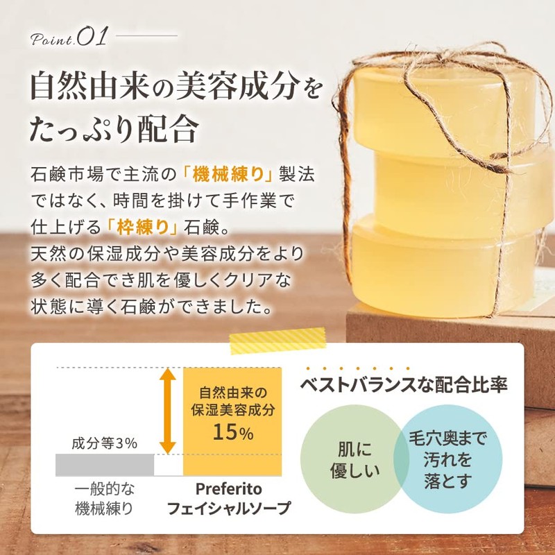 Preferito Facial Cleansing Soap, 3.0 oz (85 g)