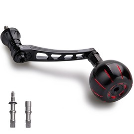 HEIGHTEN Spinning Reel Handle for Shimano Stradic FL FM Stella Vanford Vanquish Nasci Twinpower Daiwa Fuego BG MQ Ballistic Certate Luvias Tatula (Red & Black, 38mm Knob & 65/70mm Handle) (898)