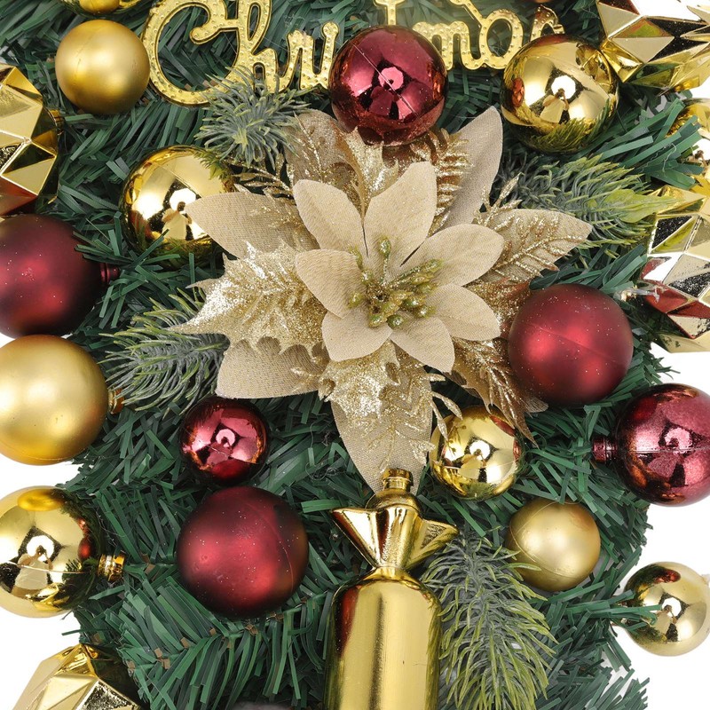 Christmas Inverted Tree Wreath Door Hanging Electroplated Ball Rattan Garland