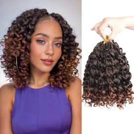 Mebeli GoGo Curl Crochet Hair,10inch Pre Looped Water Wave Beach Curl Ocean Wave Crochet Braiding Hair,8pcs Box Braids Short Curly Crochet Hair for Black Women (10inch,#T30)