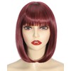 Short Bob Wig with Bangs, Synthetic Straight Hair Wigs for