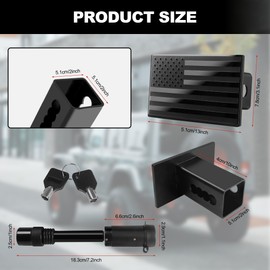 JAGASOL 2 Inch USA Flag Metal Trailer Hitch Cover with 5/8 Inch Pin Diameter Trailer Hitch Lock, Durable Tow Hitch Cover for Trucks, Heavy Duty, UV Resistant & Waterproof, Silver