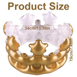 Inflatable Crown, Pack of 2 Costume Accessories, Carnival Accessory for Princess, King, JGA, Birthday Crown, Fun, Gold