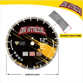 ORIXTREME 12 Inch Diamond Concrete Saw Blade 2pcs, Segmented General Purpose Blade Dry/Wet Cutting Concrete,Masonry, Brick, Block,Paver 1"-20mm Arbor