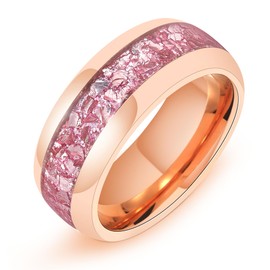 IRROYA 8mm Rose Gold Plated Tungsten Rings for Men - Pink Morganite Eternity Men's Tungsten Wedding Bands - Unique Tungsten Carbide Promise Ring Gifts for Him Size 14